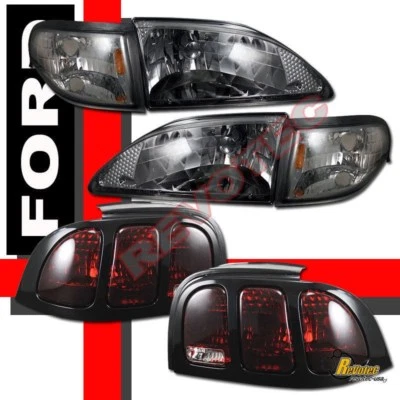 96 97 98 Faróis de fumaça Ford Mustang sinal de canto e lanternas traseiras vermelho escuro - Imagem 1 de 4