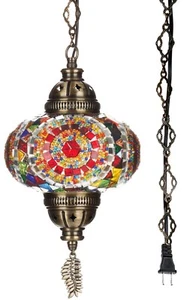 SWAG PLUG-IN Turkish Moroccan Mosaic Ceiling Hanging Lamp Pendant Light Fixture - Picture 1 of 102