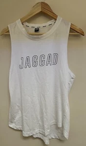 Jaggad Classic White Logo Workout Tank-Activewear-Gym-Casual-Comfy-Size M - Picture 1 of 9