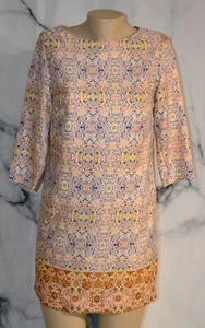 THE LIMITED Cream Blue Gold Coral Patterned Dress PS 3/4 Sleeves Lined Polyester - Picture 1 of 9