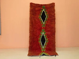 Vintage Orange Runner,Shaggy Berber Rug,Stylish Bedroom Rug,Bohemian Runner 3x7 - Picture 1 of 12