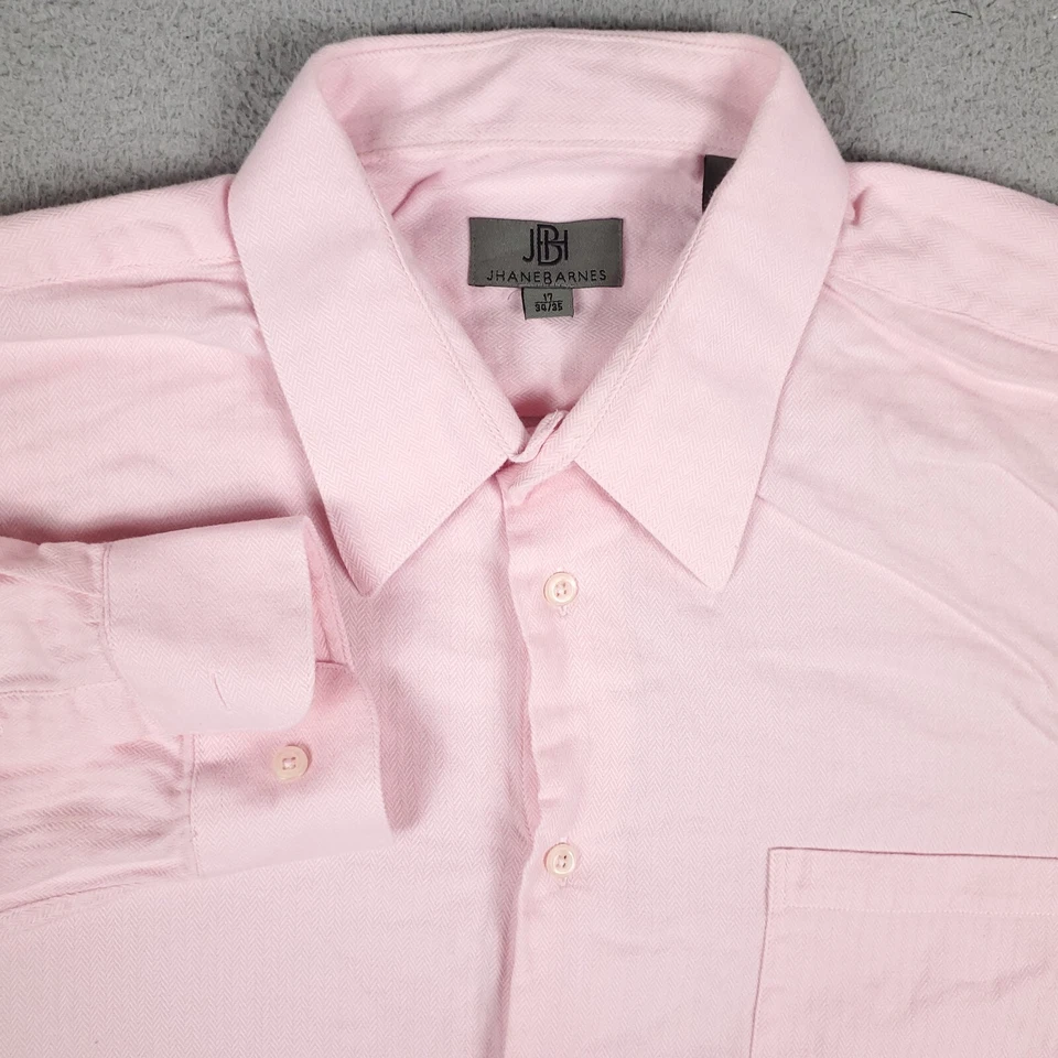 Camisa de vestir Jhane Barnes talla 17-34/35 rosa manga larga abotonada  Foto 1 de 4
