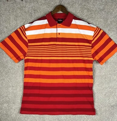 Camisa Polo Vintage Para Hombre Regal Wear Rojo Naranja Rayas Talla 2 XL Nueva Con Etiquetas Nueva de Lote Antiguo Foto 1 de 4