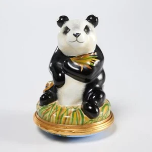 Halcyon Days seltene Panda emailliertes Porzellan Bonbonniere Schmuck Pillendose 2,50 Zoll h - Bild 1 von 8