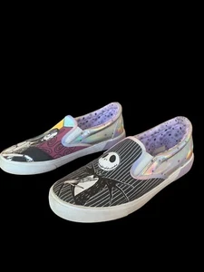 Nightmare Before Christmas ladies size 10 slip on shoes Jack and Sally Excellent - Picture 1 of 10