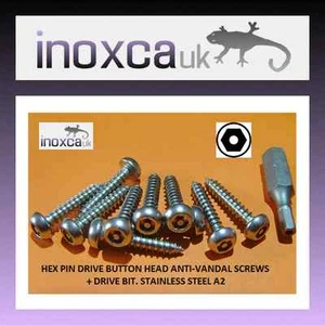ACIER INOX A2 HEX BOUTON BROCHE TÊTE 10 VIS DE BOIS + 1 LECTEUR BIT INVIOLABLE - Picture 1 of 2