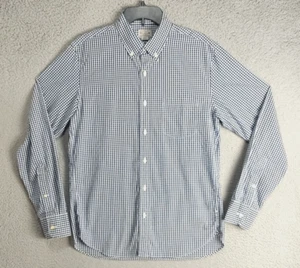 J Crew Shirt Adult Medium Gray Checked Cotton Long Sleeve Button Up Classic Mens - Picture 1 of 13