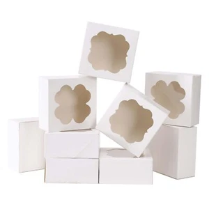 50 PCS White Bakery Boxes with Window 5x5x2.5in Mini Pie Cake Boxes Small Tre... - Picture 1 of 7
