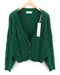 RICHMOND X Women Cardigan S Wool Angora V-Neck Knitted Green Button Closure - Picture 1 of 8