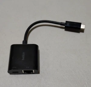 Belkin Connect USB-C vers Ethernet + Adaptateur de Charge 100W avec Port Gigabit Ethernet - Photo 1/4