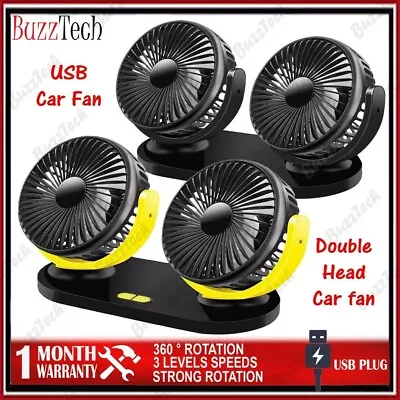 Car Fan Truck Fan Air Conditioning 3 Speed USB Fan Dual - Image 1 of 4