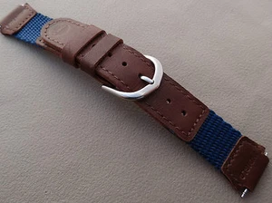 New Womens Small 14mm Nylon Timex Blue Brown Timex Expedition Watch Band - Picture 1 of 5