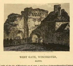  West Gate Winchester Hampshire Antique Print View Original 1818 - Picture 1 of 3