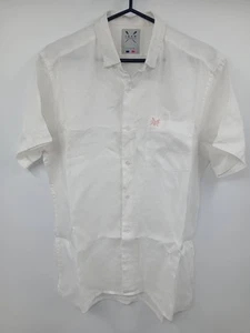 Crew Clothing Co White Linen Short Sleeve Shirt Large - Picture 1 of 6