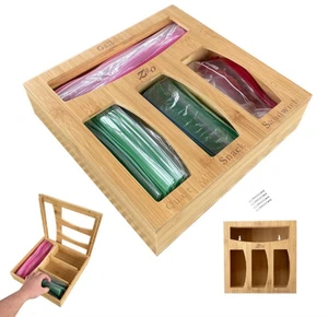 Ziploc Tasche Aufbewahrung Organizer, Sandwichbeutel Druckverschluss Bambus Organizer - Bild 1 von 2