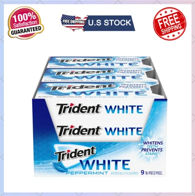 CHICLE Trident menta blanca - Pack de 9 - Sin azúcar - 16 CUENTAS Foto 1 de 4