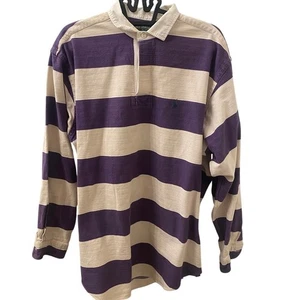 Polo Ralph Lauren Vintage Años 90 Denim Rayas Rugby Polo Púrpura/Blanco Talla Grande - Imagen 1 de 6