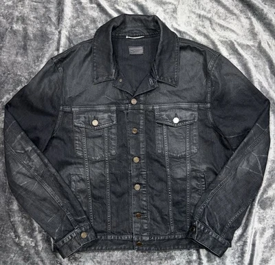 Chaqueta de Camionero Saint Laurent Paris Denim Encerada Negra XXL Hecha en Italia Foto 1 de 4