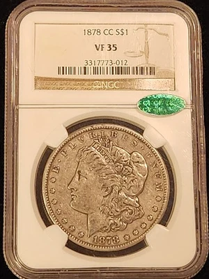 1878-CC Morgan Silver Dollar – NGC VF35 – CAC Verified - Image 1 of 4