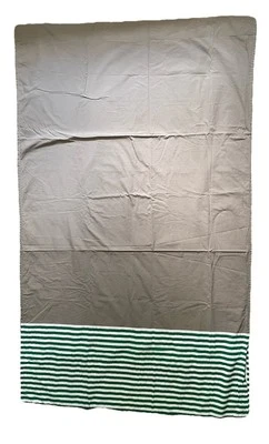 Land Of Nod Curtains Gray Green Stripes Lined Pole Tabs Set (2)  Each 84” X 44”  - Image 1 of 4