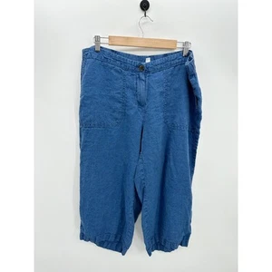 Pantalones Cortos J. Jill Mujer XL Pequeño Azul Lino Pierna Ancha Capri Cintura Elástica - Imagen 1 de 7