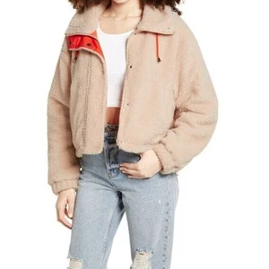 BP. Chaqueta de bombardero de piel de oveja sintética de neón para mujer en beige quemado pequeña precio de venta sugerido por el fabricante 59 USD - Imagen 1 de 8