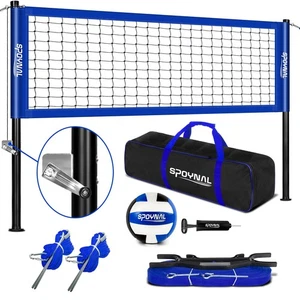 Outdoor Portable Volleyball Net Set with Adjustable Height Steel Poles, Volle... - Picture 1 of 7