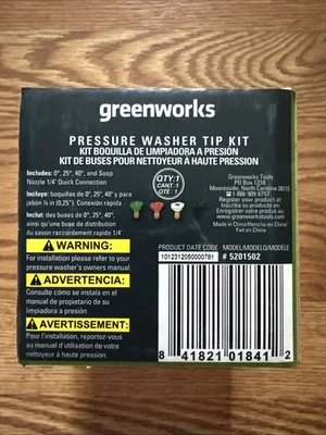New! Greenworks Universal Pressure Washer Nozzle Tips (4 Pack) Original version - Image 1 of 3