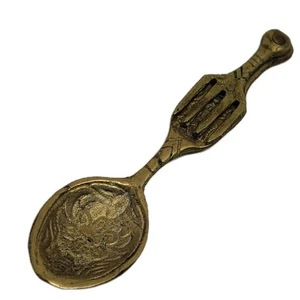 Antique Turquoise Tibetan Brass Spoon - Picture 1 of 7