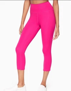 Kate Spade New York Women’s Hot Pink Scallop Crop Leggings High Rise Size Small - Picture 1 of 10
