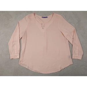 Apt.9 Womens Blush Pink Solid Long Sleeve Blouse Size 2XL - Picture 1 of 11