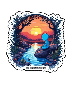 Pegatina troquelada de vinilo personalizada retro Blue Man of the Springs #3 3,5x2,5 - Imagen 1 de 1