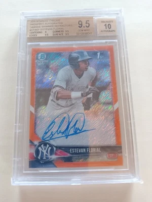 Estevan Floral Bowman Chrome 1st Auto Orange Shimmer Rc 19/25 - Image 1 of 3