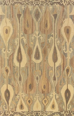 Ivory Ikat Tear Drop Striped Muted All-Over Runner 68000 - Aprx 2' 6" x 8' - Image 1 of 2