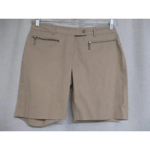 MICHAEL KORS Tan Gold Tone Zipper Pockets Belt Loops City Shorts Sz 4 - Picture 1 of 5