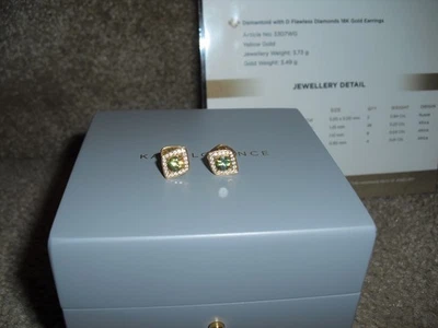 PENDIENTES KAT FLORENCE 18K GRANATE DEMANTOIDE .94CT D DIAMANTE IMPECABLE .28CT NUEVOS Foto 1 de 4