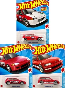 Paquete de 3 autos Hot Wheels 1990 1992 Honda Civic EF EG CUSTOM J-Imports - Imagen 1 de 2