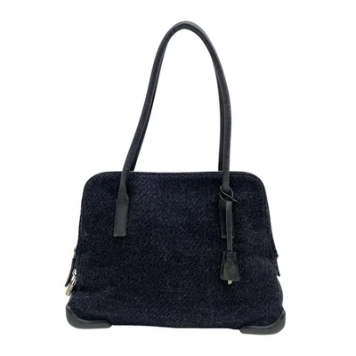 PRADA Vintage Black Wool Shoulder Bag - Image 1 of 4