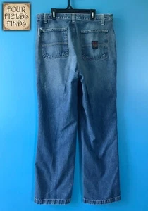 Men's Vintage Structure Denim Jeans Wide Leg Worker Mineral Wash Y2K 2000s 33/32 - Picture 1 of 12