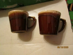 Pair McCoy Brown Dipped Glazed Coffee Cups - Picture 1 of 8