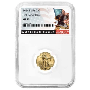 2024 $5 American Gold Eagle 1/10 oz NGC MS70 FDI Black Label - Picture 1 of 2