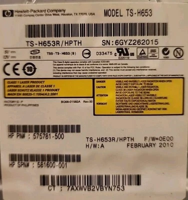 Samsung TS-H653 16X DVD+-RW SATA Burner Drive 黑色 戴尔 Optiplex HP Lenovo — 第 1/4 张图片