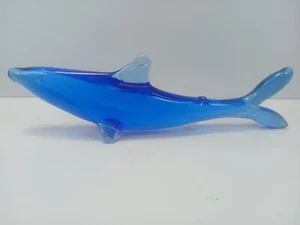 Vintage Kanawha Glass Blue 7" Shark Figurine - Picture 1 of 5