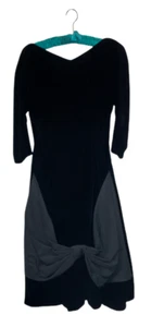 Vintage 1950s Claudia Young Black Velvet Evening Dress with Large Bow Skirt - Picture 1 of 2