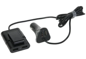 4-Port USB Ladegerät XXL 9,6A Kfz Lader Adapter für Vorder + Rücksitz-Bank Auto - Bild 1 von 7