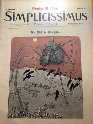 1900 RARE GERMAN SIMPLICISSIMUS MAGAZINE ~ ART NOUVEAU / JUDGENDSTIL  ERA - Image 1 of 3