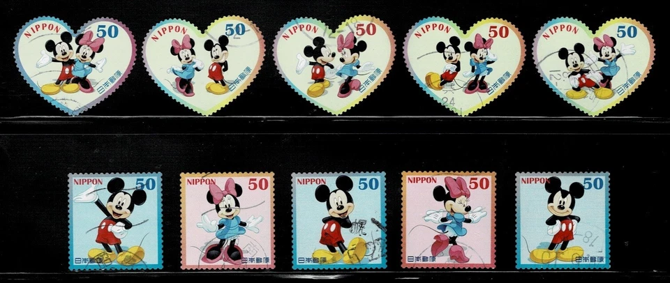 Japão 2012 Disney Mickey & Minnie Mouse 50Y Conjunto Completo Usado Sc# 3411 a-j - Imagem 1 de 1