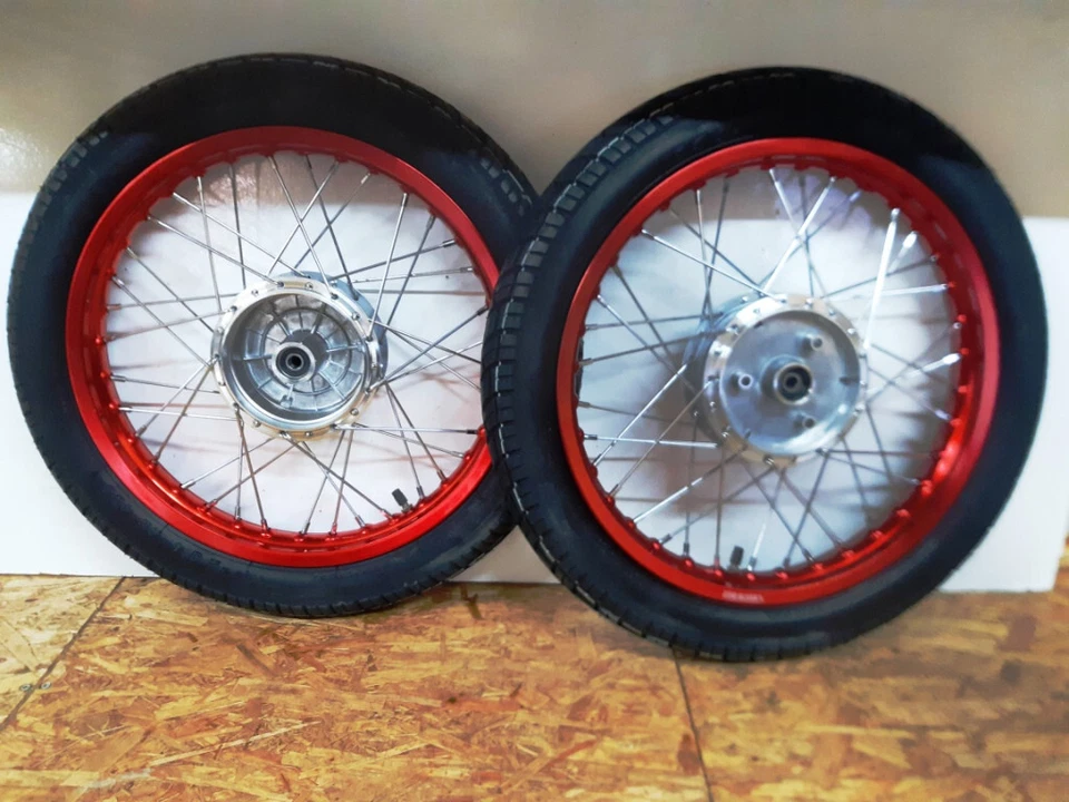 Simson 2 x Rad Räder Alu rot S51 S50 KR51 Schwalbe Star Kompletträder 1,5 1A Neu - Bild 1 von 4