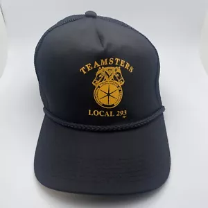 Teamsters Local 293 Union Ohio Vintage Rope Hat Black Made In Usa Mesh Snapback - Picture 1 of 10