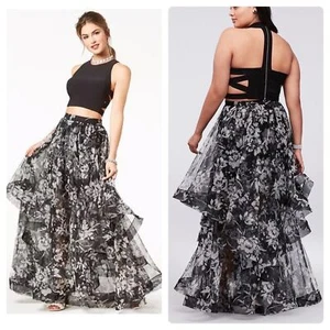 Blondie Nites Two Piece Caged Top & Floral Skirt Dress Size 1 - Picture 1 of 6